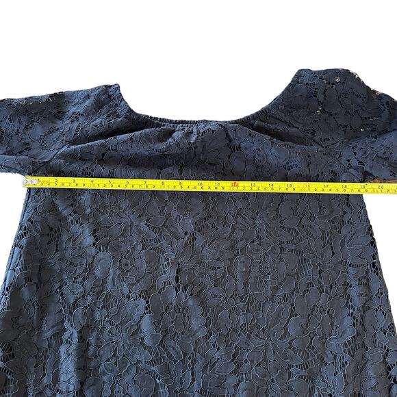NWT Chaser Womens Black‎ Floral Lace Off Shoulder Bell Sleeve Top Size Medium - Picture 12 of 14